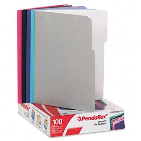 Pendaflex Pendaflex 421013ASST2 Interior File Folders- 1/3 Cut- Top Tab- Letter- Pastel Assortment- 100/Box 421013ASST2
